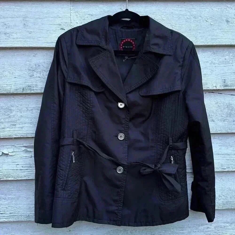 Giacca‎ button down, Belted Trench Jacket Mid Length rain, resistant, Size LARGE